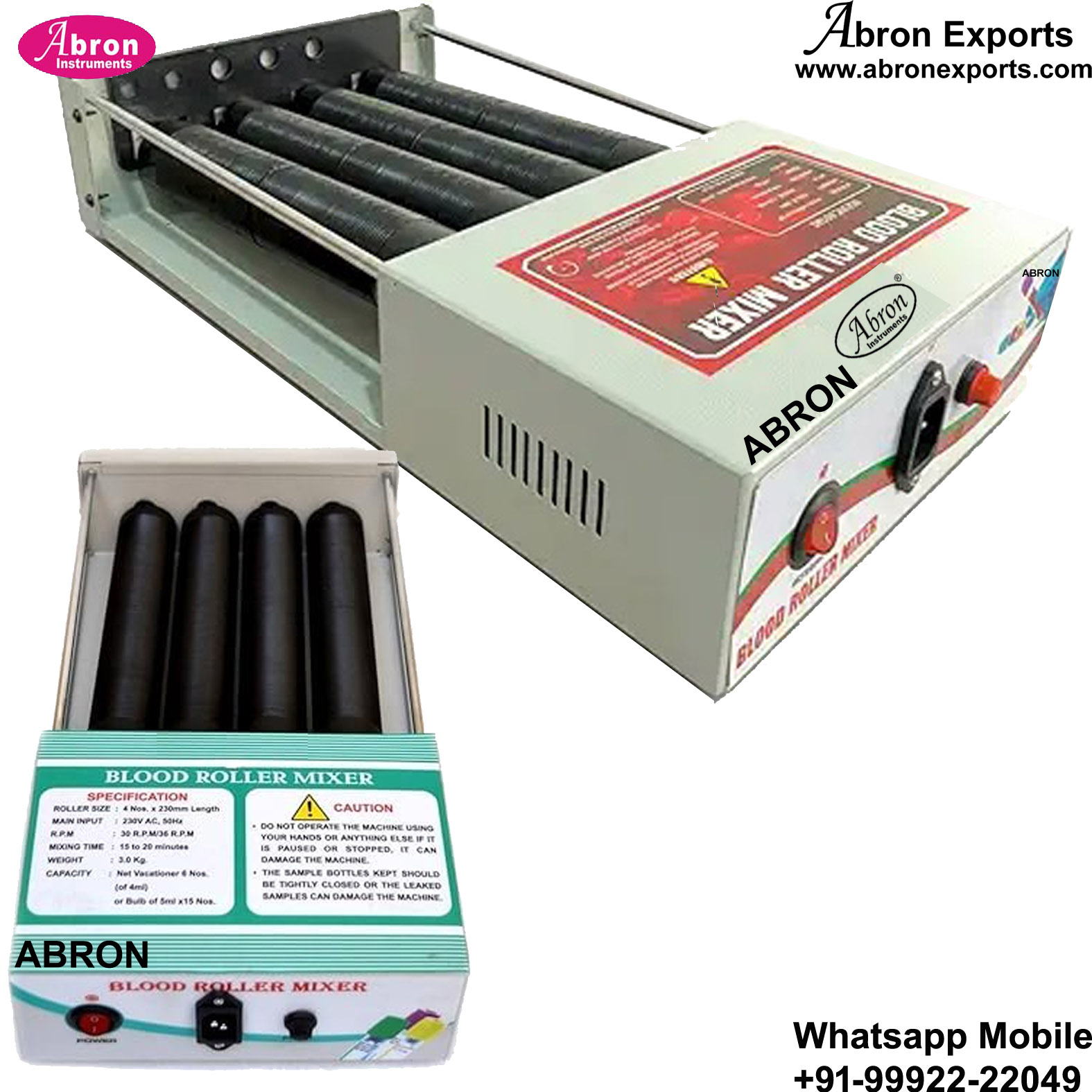 Blood Vial Rotator Roller Mixer Spinner Type For Glass or PP Poly Or Plastic Tubes With Cap With Switch AbronAC-371R 